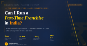 Part-time franchise owner reviewing business in India